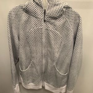 Lululemon scuba zip-up black and white hoodie.